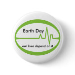 Earth  Day EKG Pinback Buttons