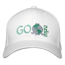 Earth Day Environmental Green Frog embroidered hats by jamiecreates1 Earth Day Environmental Green Frog embroidered hats