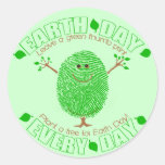 Earth Day Environmental Thumb Print Round Sticker