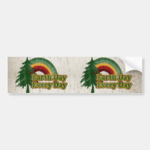 Earth Day Every Day, Retro Rainbow Bumper Sticker