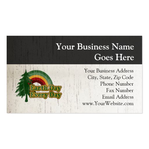 Earth Day Every Day, Retro Rainbow Business Card Templates (front side)