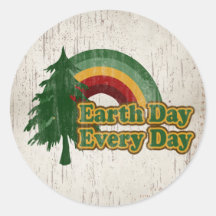Earth Day Every Day, Retro Rainbow Stickers