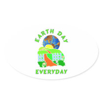 Earth Day Every Day Oval Stickers