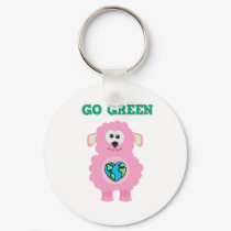 Earth Day Go Green baby pink lamb Goofkins keychains