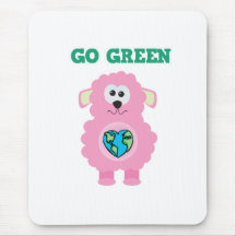 Earth Day Go Green baby pink lamb Goofkins Mouse Pads