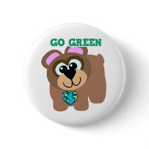 Earth Day Go Green bear Goofkins buttons