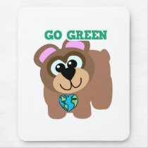 Earth Day Go Green bear Goofkins mousepads by goofkins Earth Day Go Green bear Goofkins mousepads