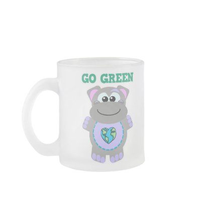 Earth Day Go Green hippo Goofkins Coffee Mugs by goofkins