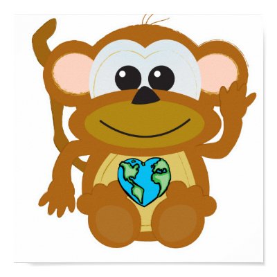 Earth Day Go Green monkey Goofkins Poster Zazzle_print