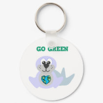 Earth Day Go Green seal Goofkins keychains