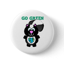Earth Day Go Green skunk Goofkins buttons