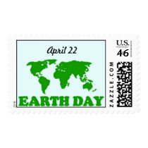 Earth Day Grass Map Postage Stamp