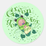 Earth Day Green Frog Baby Round Stickers