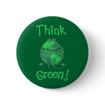 Earth Day Green Frog Button