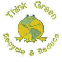 Earth Day Green Frog Recycle Environmental embroidered shirts