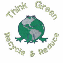 Earth Day Green Frog Recycle Environmental embroidered shirts