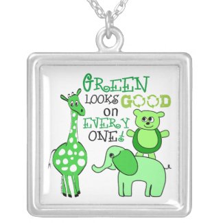 Earth Day Green Message zazzle_necklace