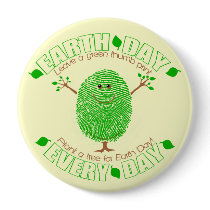 Earth Day Green Thumb Tree Button