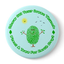 Earth Day Green Thumb Tree Button