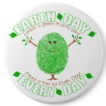 Earth Day Green Thumb Tree Button 2