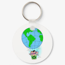 Earth Day hot air balloon keychains
