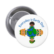 Earth Day is Everyday Cute Kids Surrounding Globe Pin