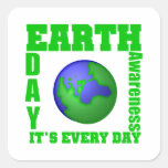 Earth Day It's Every Day Square Stickers