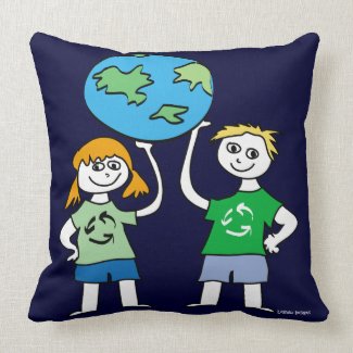 Earth Day Kids Recycle mojo_throwpillow