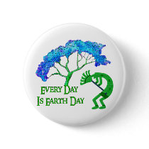 Earth Day Kokopelli Pinback Button