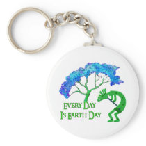 Earth Day Kokopelli Keychain