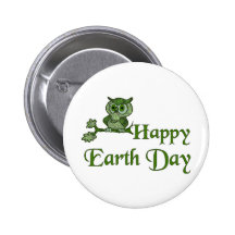 Earth Day Owl Pinback Button