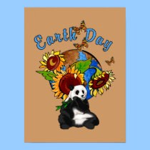 Earth Day Panda And Sunflower Poster posters by politicalgirl Earth Day Panda And Sunflower Poster posters