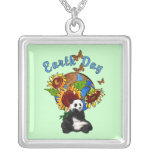 Earth Day Panda Planet Personalized Necklace