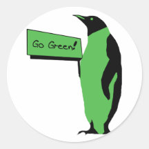Earth Day Penguin Round Stickers