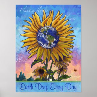 Earth Day Sunflower Poster print