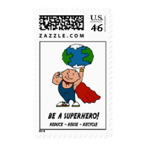 Earth Day Superhero Postage Stamp