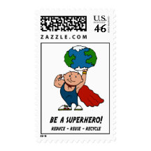 Earth Day Superhero Postage Stamp