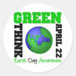 Earth Day Think Green Round Sticker