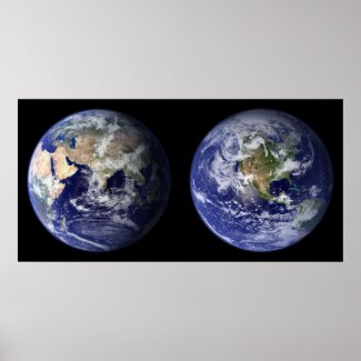 Earth - Eastern & Western Hemispheres print
