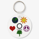 Earth, Flower, Peace, Tree, Love, Obama Keychain