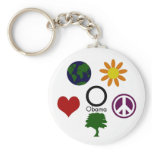 Earth, Flower, Peace, Tree, Love, Obama Keychain