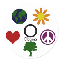 Earth, Flower, Peace, Tree, Love, Obama Sticker by irregulargoods Earth, Flower, Peace, Tree, Love, Obama Sticker