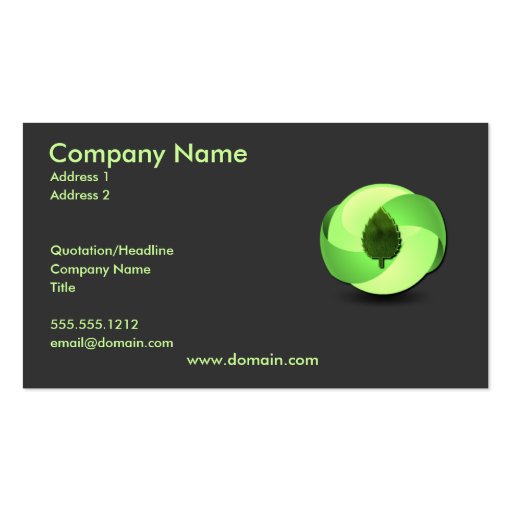 Earth Friendly Business Card (front side)