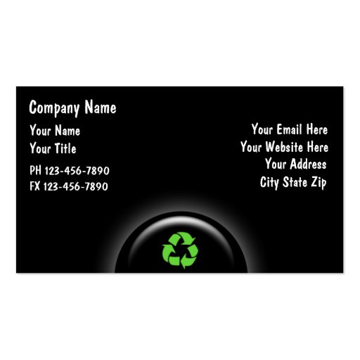 Earth Friendly Business Cards (front side)