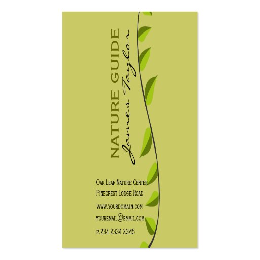 Earth Green Nature Guide  Green Leaf Business Card Templates
