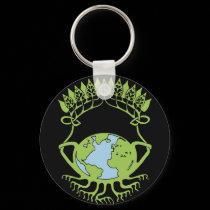 Earth in Art Nouveau Vines keychains