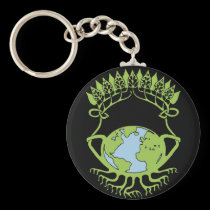 Earth in Art Nouveau Vines keychains