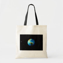 Earth in space tote bags