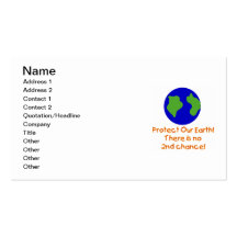 Earth No 2nd Chances T-shirts and Gifts Business Card Template
