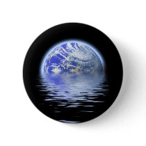 Earth Over Flooded Water Ripples Pinback Buttons